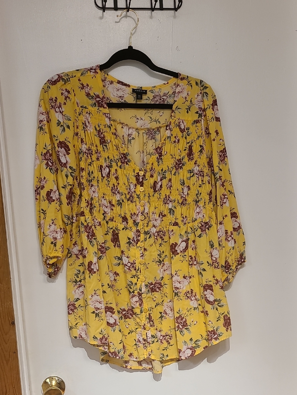 torrid Yellow Floral Button-Front Blouse